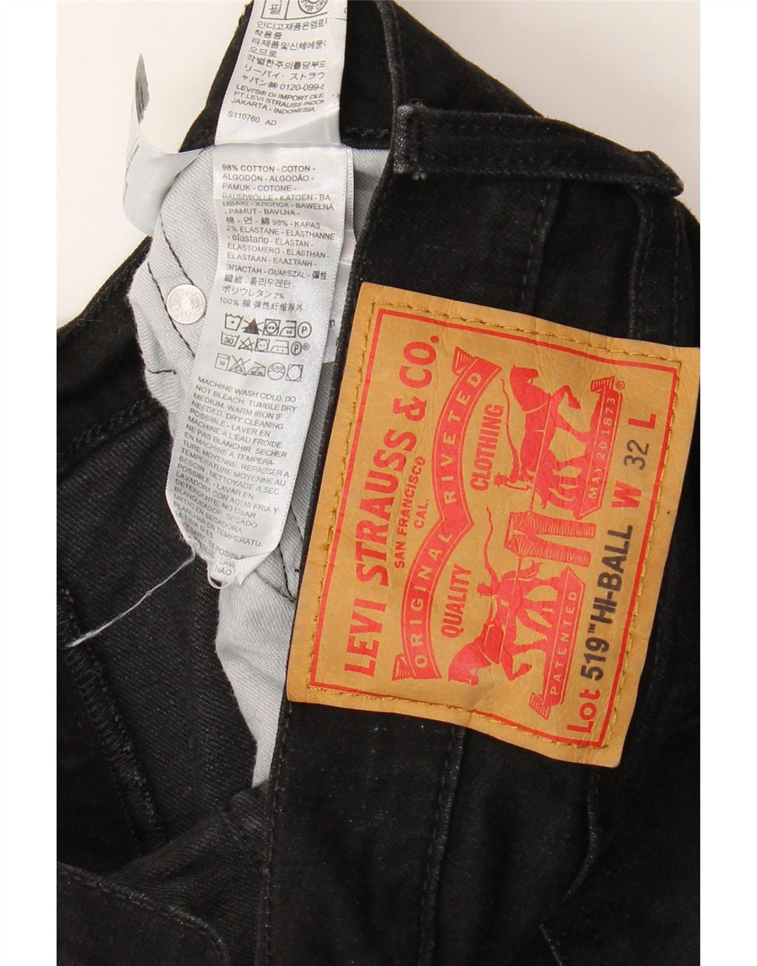 Levi's muške 519 uske traperice W32 L29 crni pamuk