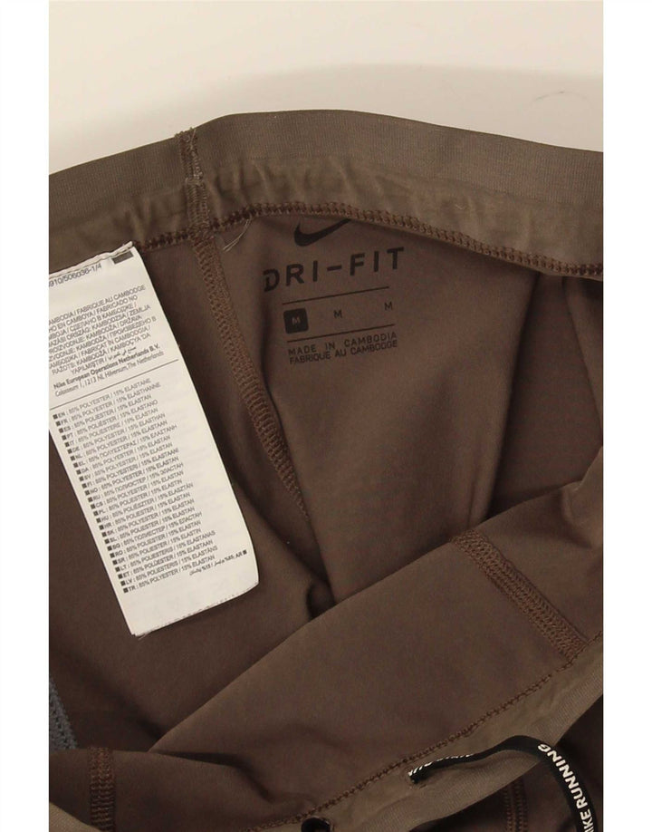Nike Ženske Dri Fit Leggings UK 12 Srednje smeđi prugasti poliester