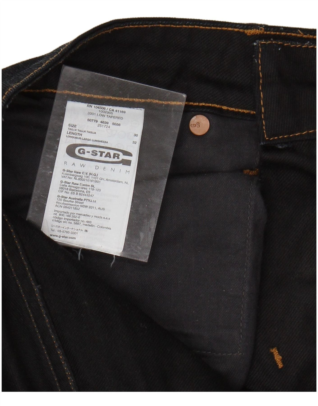 G-STAR muške 3301 niske sužene traperice W30 L32 tamnoplavi pamuk