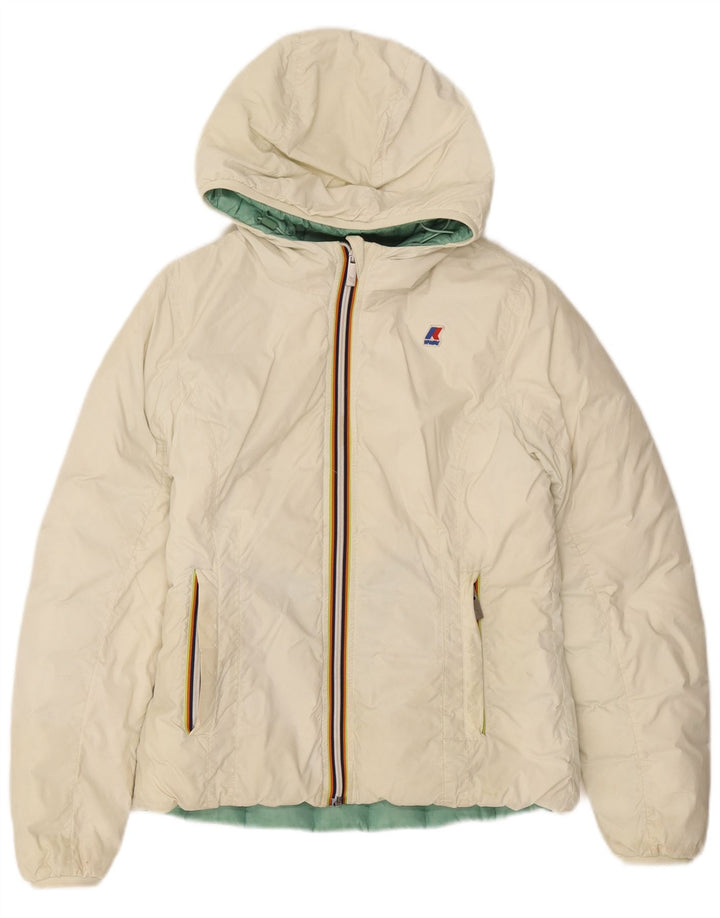 K-Way jakna za djevojčice s kapuljačom i dvostrukim podstavcima 11-12 godina od bijelog poliamida