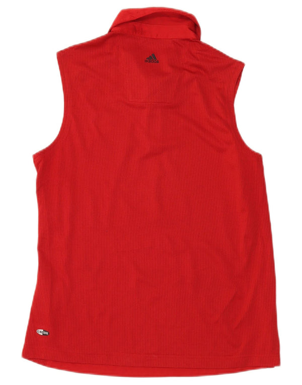 Adidas Womens Climacool Sleeveless Polo Shirt UK 12 Medium Red Polyester