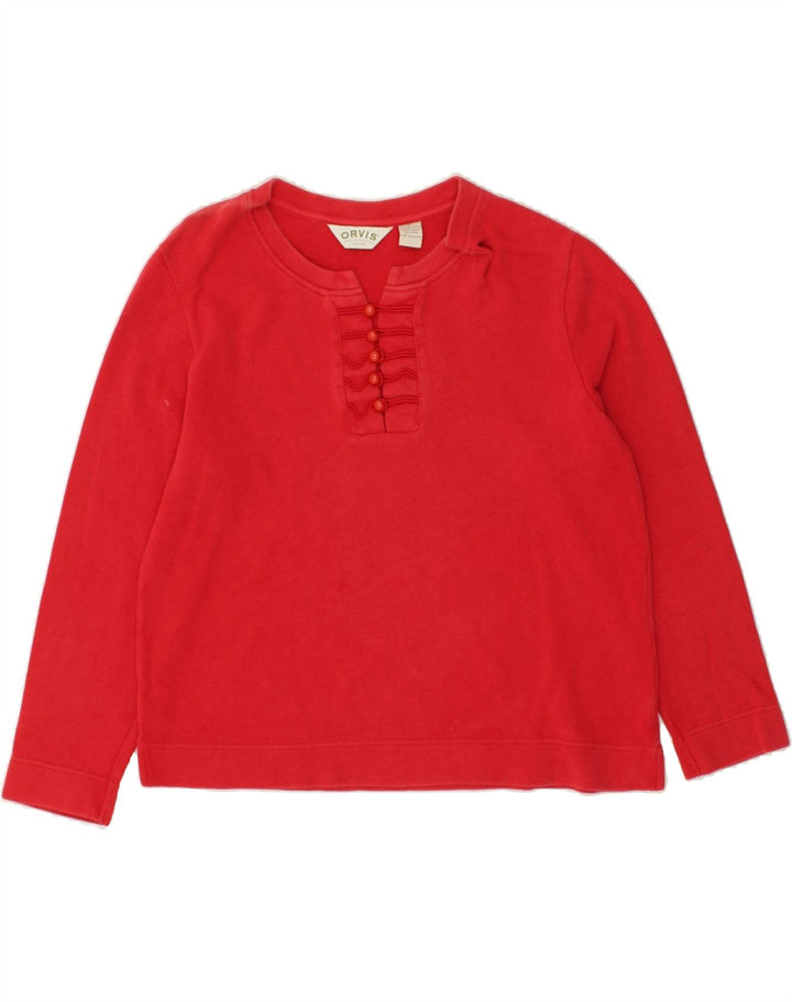 ORVIS Womens Sweatshirt Jumper UK 16 Large Red Cotton Vintage Orvis and Second-Hand Orvis from Messina Hembry 