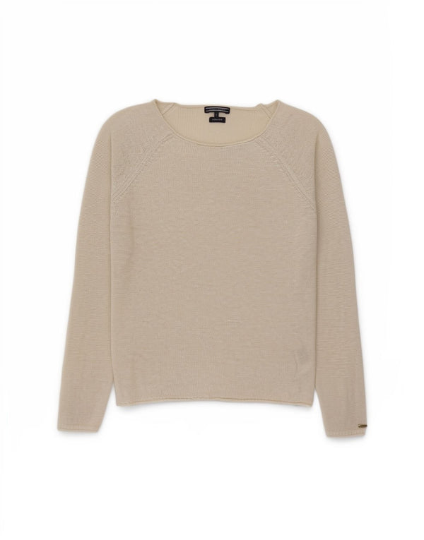 Tommy Hilfiger ženski džemper s veznim izrezom UK 10 Small Off White Classi