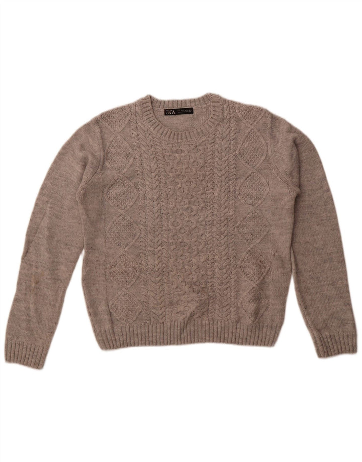 Zara ženski pulover s okruglim izrezom UK 10 Mali sivi akril