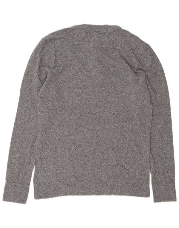 Superdry Mens Henley Top Long Sleeve XL Grey Flecked Cotton