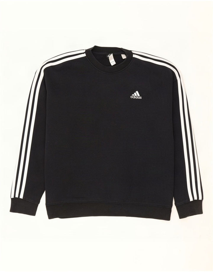 Adidas ženska majica prekomjerne veličine UK 12/14 srednje crni pamuk