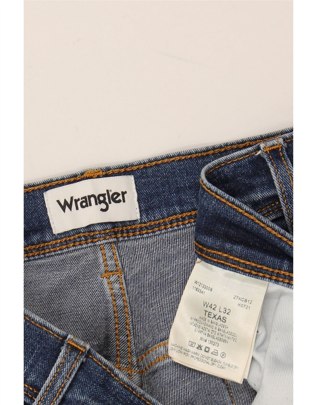 WRANGLER muške ravne traperice Texas W42 L29 plavi pamuk