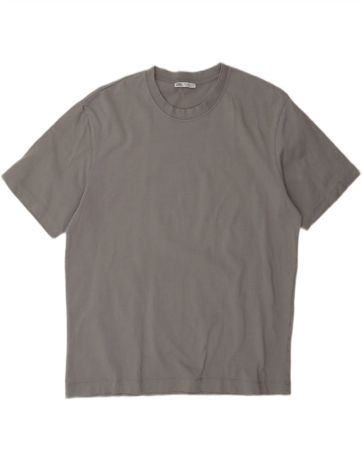 ZARA Mens T-Shirt Top XL Grey Vintage Zara and Second-Hand Zara from Messina Hembry 