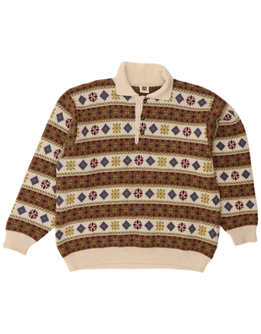Vintage muški džemper s polo ovratnikom IT 50 srednje raznobojni retro