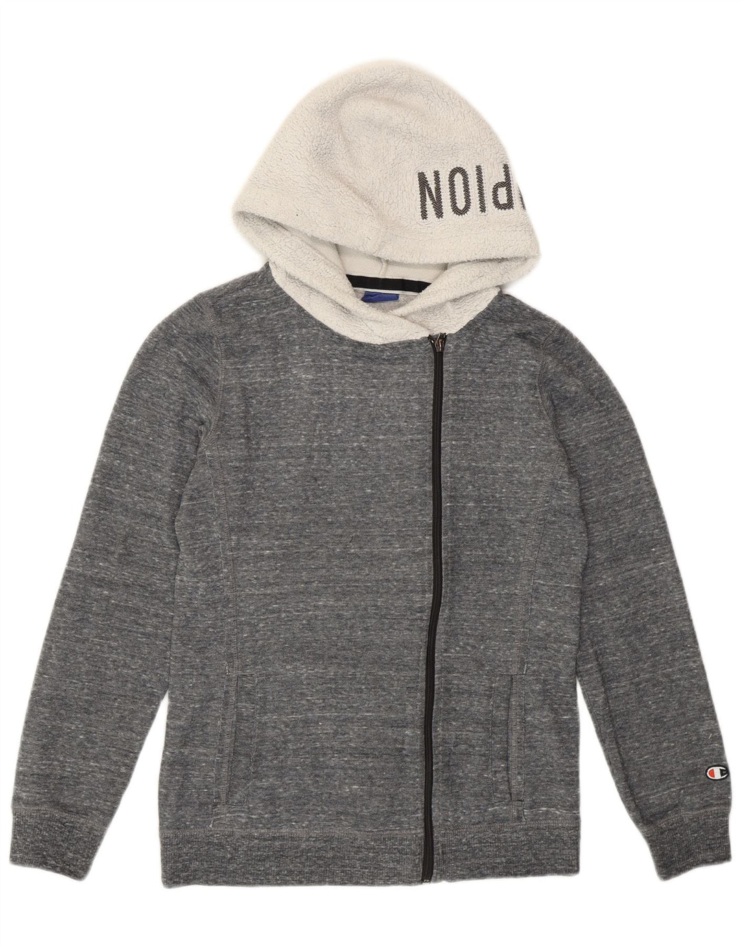 Champion ženski pulover s kapuljačom na patentni zatvarač UK 12 srednje sivi pjegavi poliester