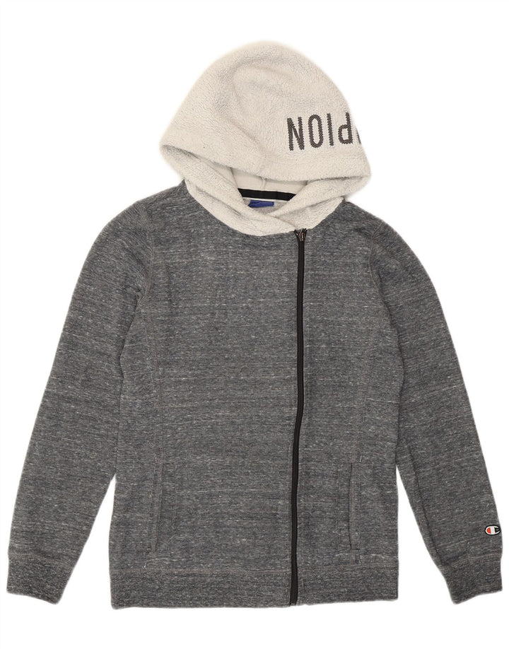 Champion ženski pulover s kapuljačom na patentni zatvarač UK 12 srednje sivi pjegavi poliester