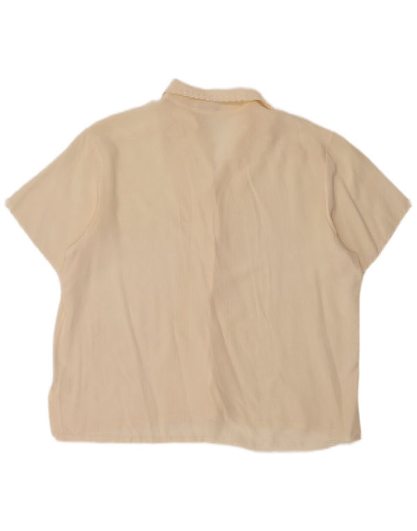 Vintage ženska košulja kratkih rukava UK 14 srednje bijele svile