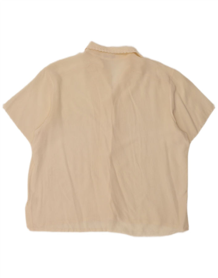 Vintage ženska košulja kratkih rukava UK 14 srednje bijele svile