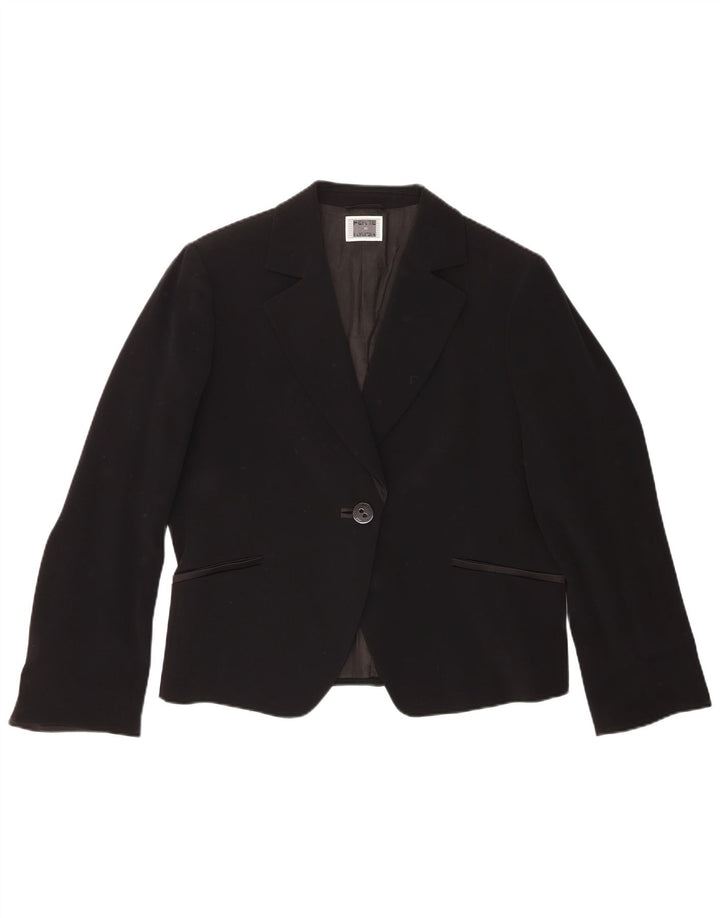 Perte by Krizia ženski sako s jednim gumbom UK 18 XL crni triacetat
