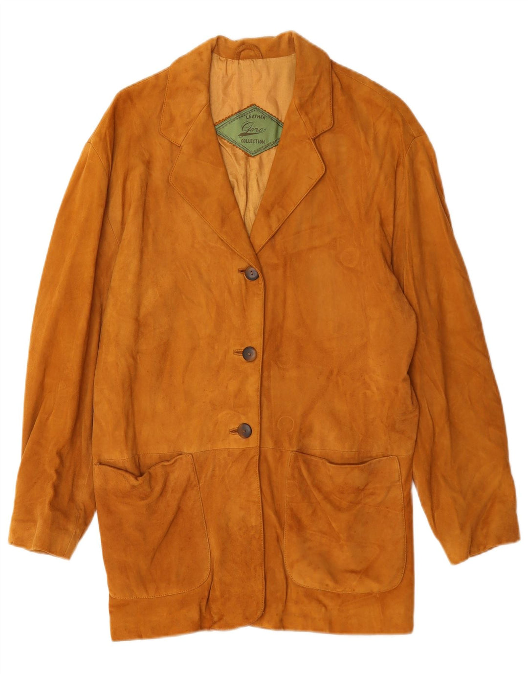 Vintage ženska kožna jakna s 3 gumba UK 14 srednje smeđa koža