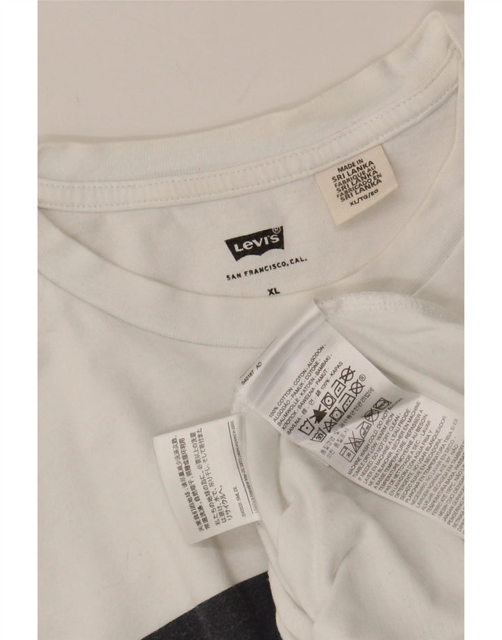 LEVI'S Mens Graphic T-Shirt Top XL White Cotton Vintage Levi's and Second-Hand Levi's from Messina Hembry 