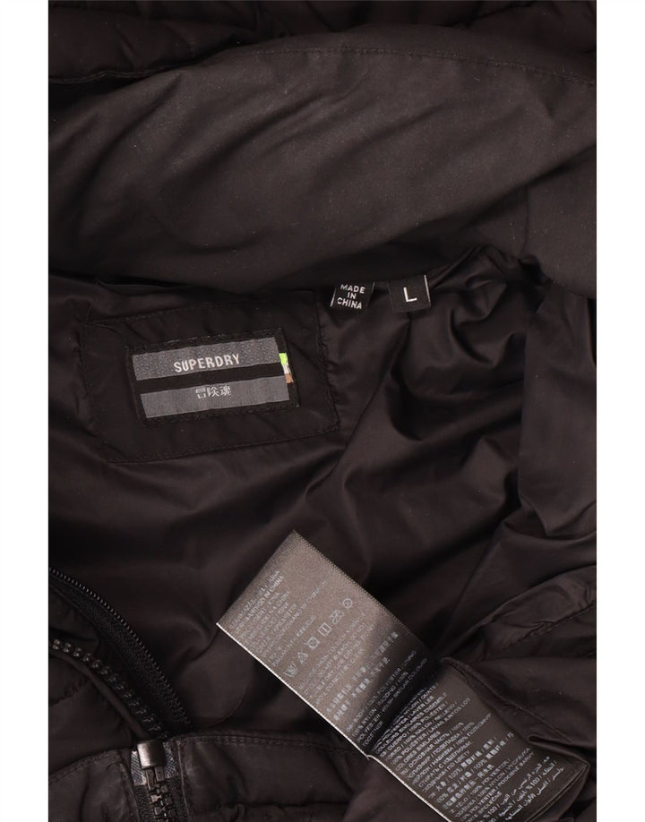 Superdry muška podstavljena jakna s kapuljačom, veliki crni poliester