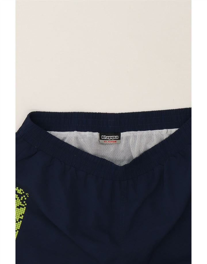 KAPPA Mens Graphic Sport Shorts XL Navy Blue Polyester Vintage Kappa and Second-Hand Kappa from Messina Hembry 