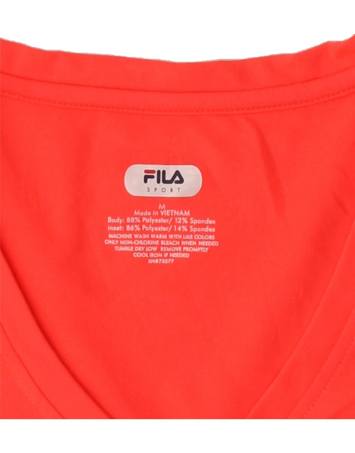 FILA Womens T-Shirt Top UK 12 Medium Orange Polyester Vintage Fila and Second-Hand Fila from Messina Hembry 