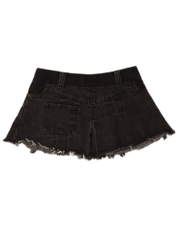 Topshop ženska mini traper suknja niskog struka UK 8 mala W28 crni pamuk