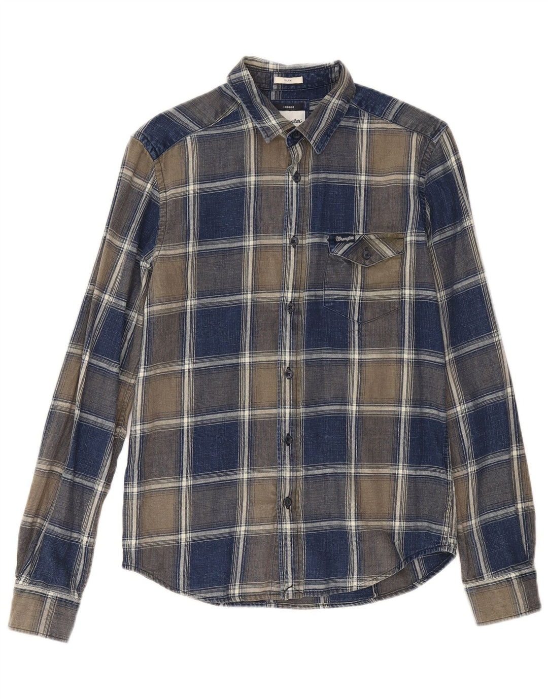 Wrangler muška indigo karirana tanka flanelska košulja, mali tamnoplavi karirani