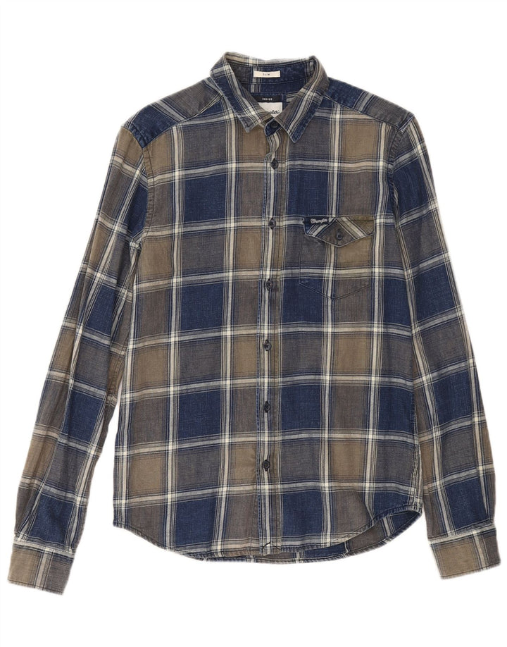 Wrangler muška indigo karirana tanka flanelska košulja, mali tamnoplavi karirani