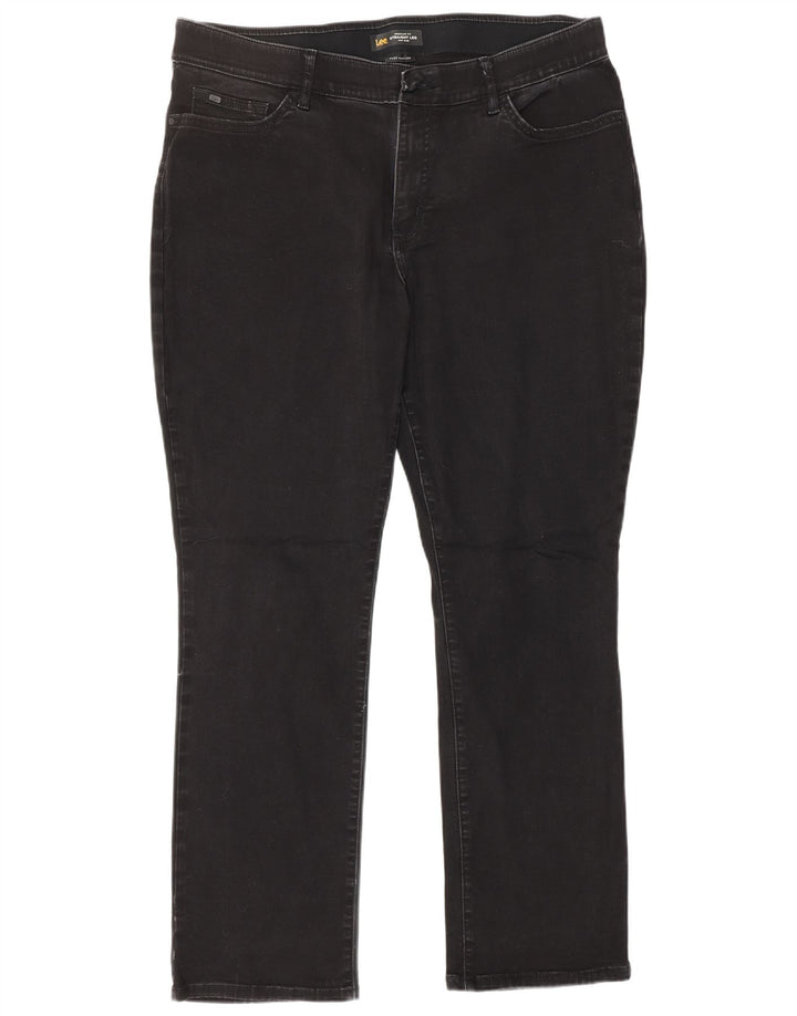 Lee ženske ravne traperice srednjeg rasta US 18 2XL W38 L30 crni pamuk