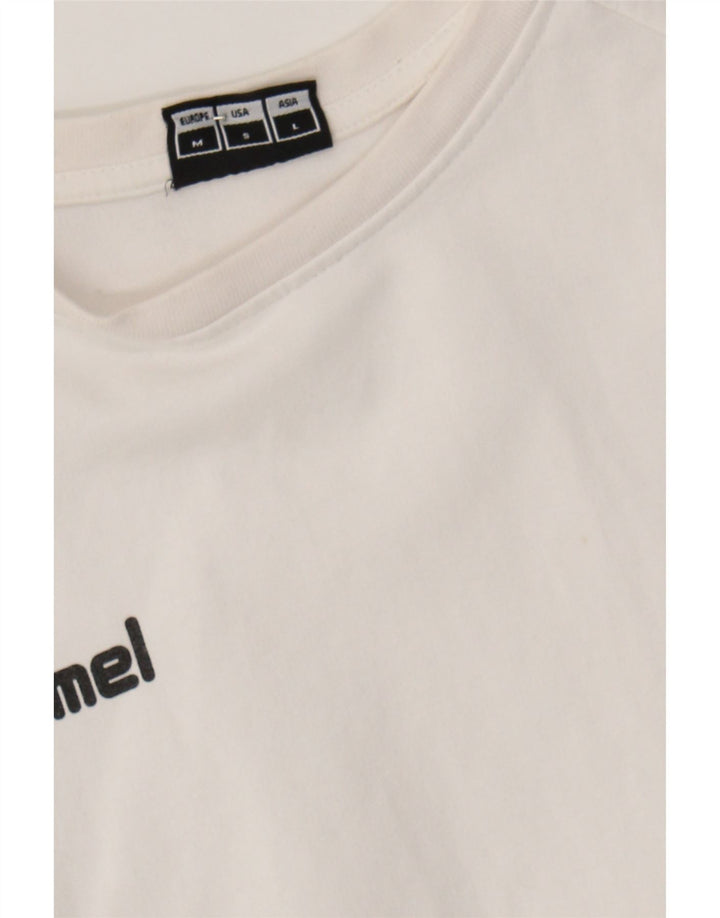 HUMMEL Mens Graphic Sweatshirt Jumper Medium White Cotton Vintage Hummel and Second-Hand Hummel from Messina Hembry 