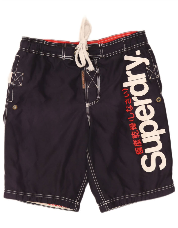 Superdry muške kratke hlače za kupanje s grafičkim motivima, srednji tamnoplavi poliester
