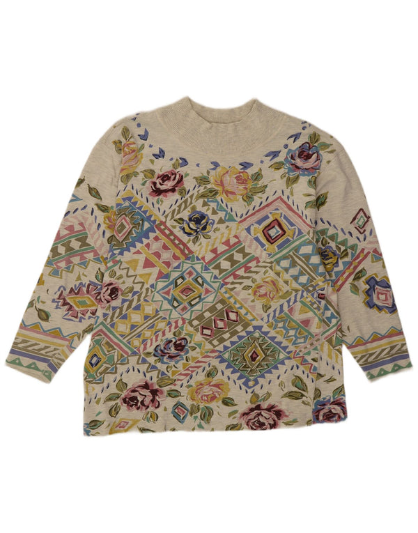 Top ženske bluze Together UK 14 Srednje zelene cvjetne pamučne boemske boje