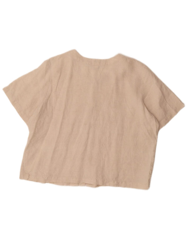 Orvis ženska prevelika košulja bluza kratkih rukava UK 18 XL bež lan