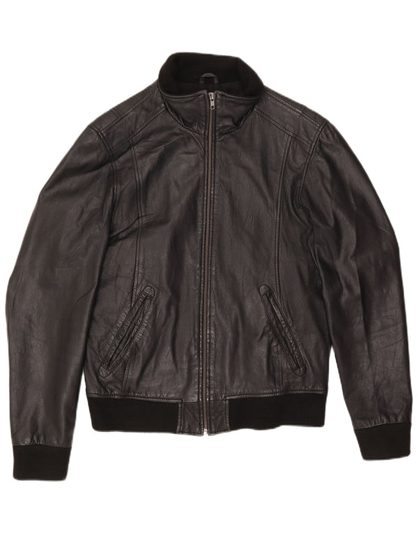 Censured Womens Leather Jacket UK 14 Large Black Leather