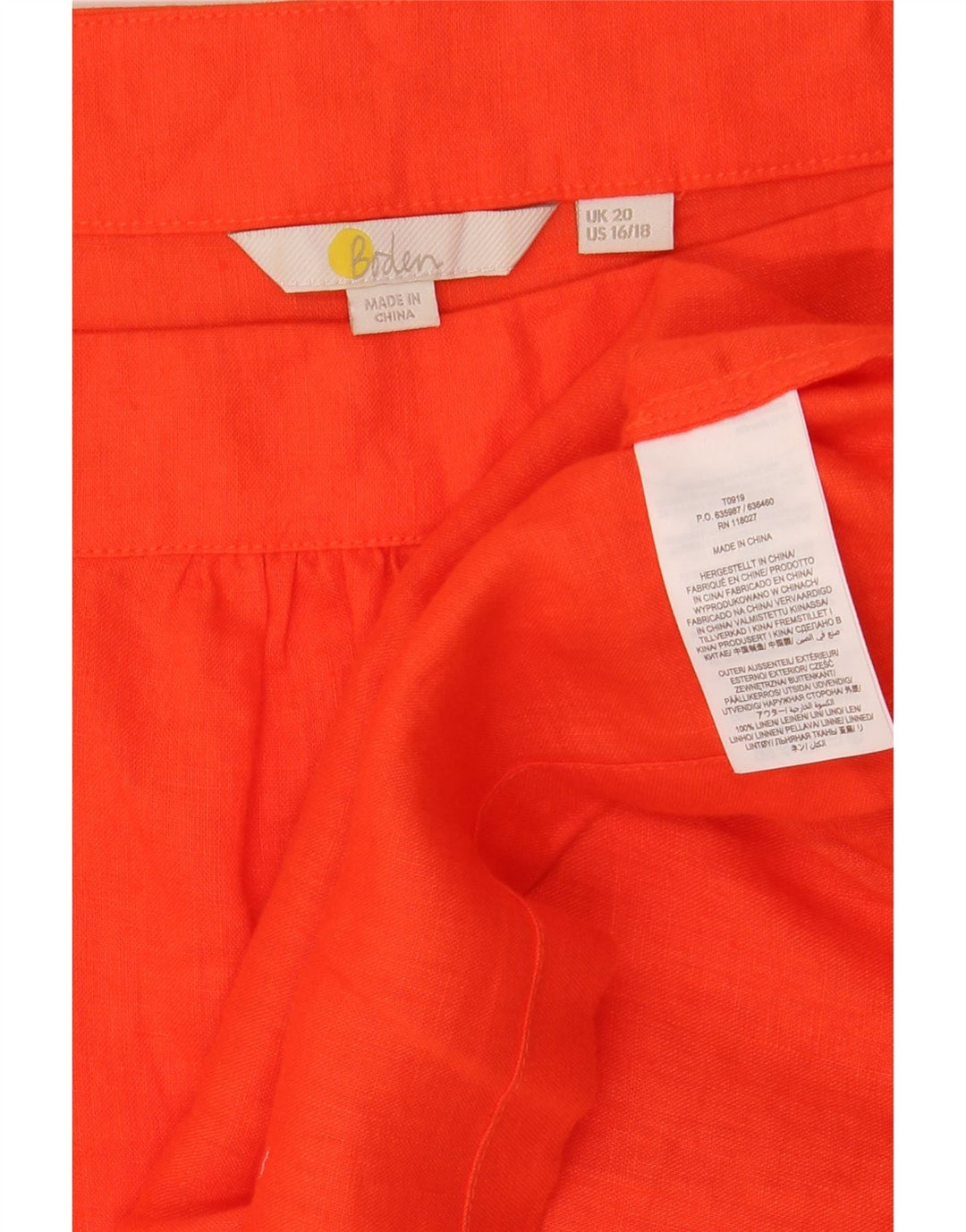 Boden Top ženska bluza UK 20 2XL narančasto platno