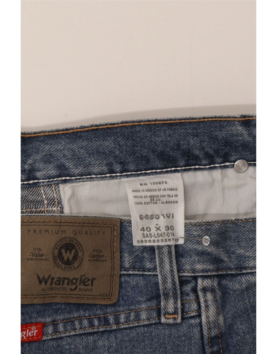 Wrangler muške ravne traperice W40 L30 plavi pamuk