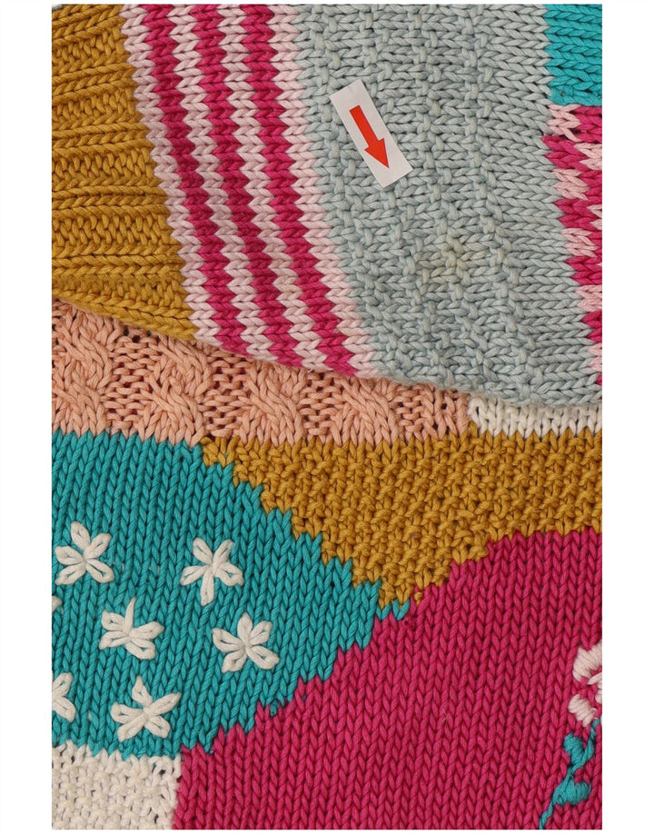 Vintage ženski kardigan džemper UK 14 Veliki raznobojni patchwork