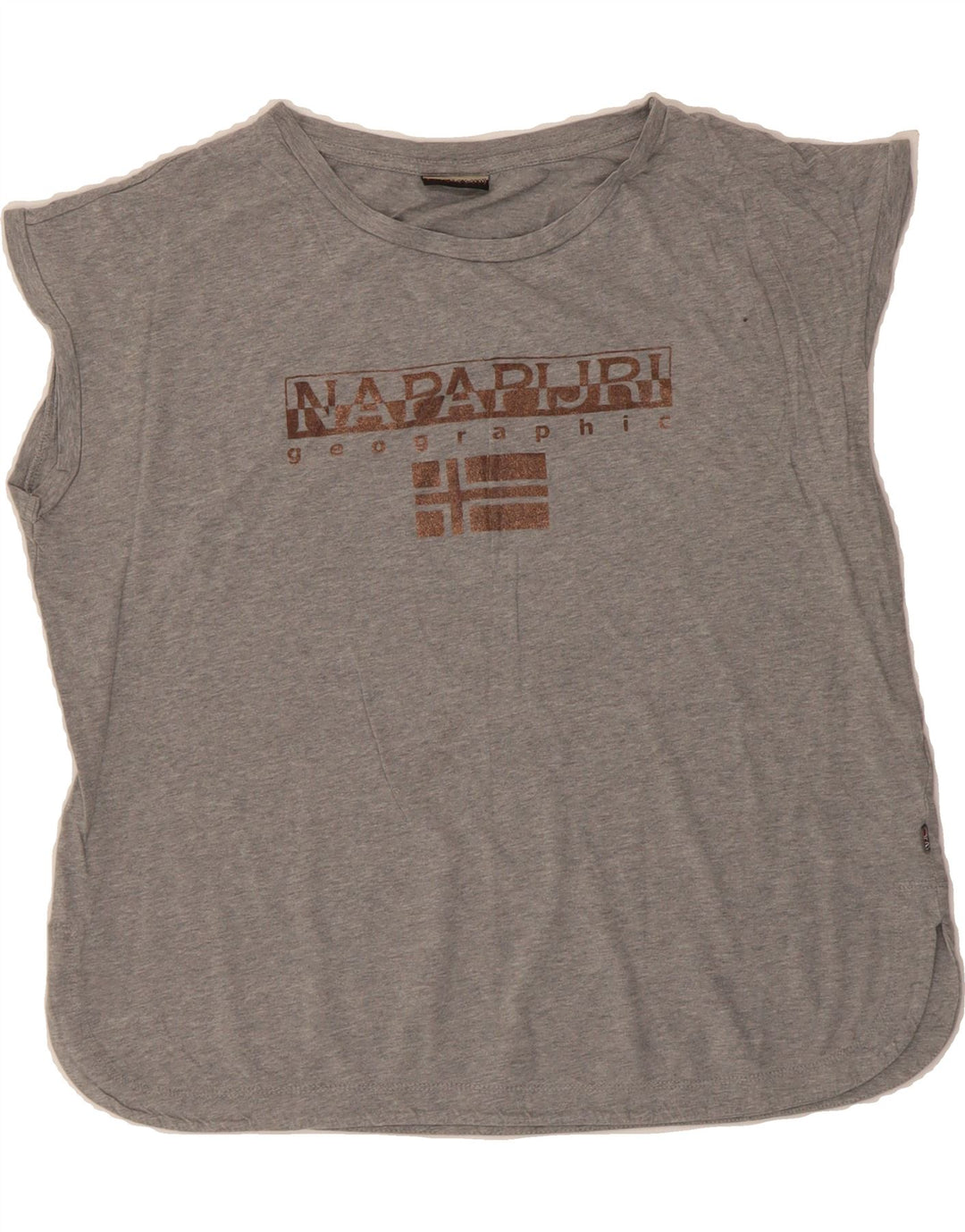 NAPAPIJRI Womens Graphic Vest Top UK 16 Large Grey Vintage Napapijri and Second-Hand Napapijri from Messina Hembry 