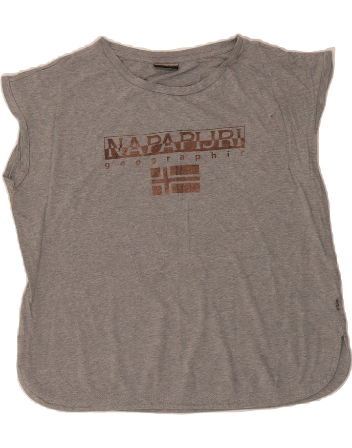 NAPAPIJRI Womens Graphic Vest Top UK 16 Large Grey Vintage Napapijri and Second-Hand Napapijri from Messina Hembry 