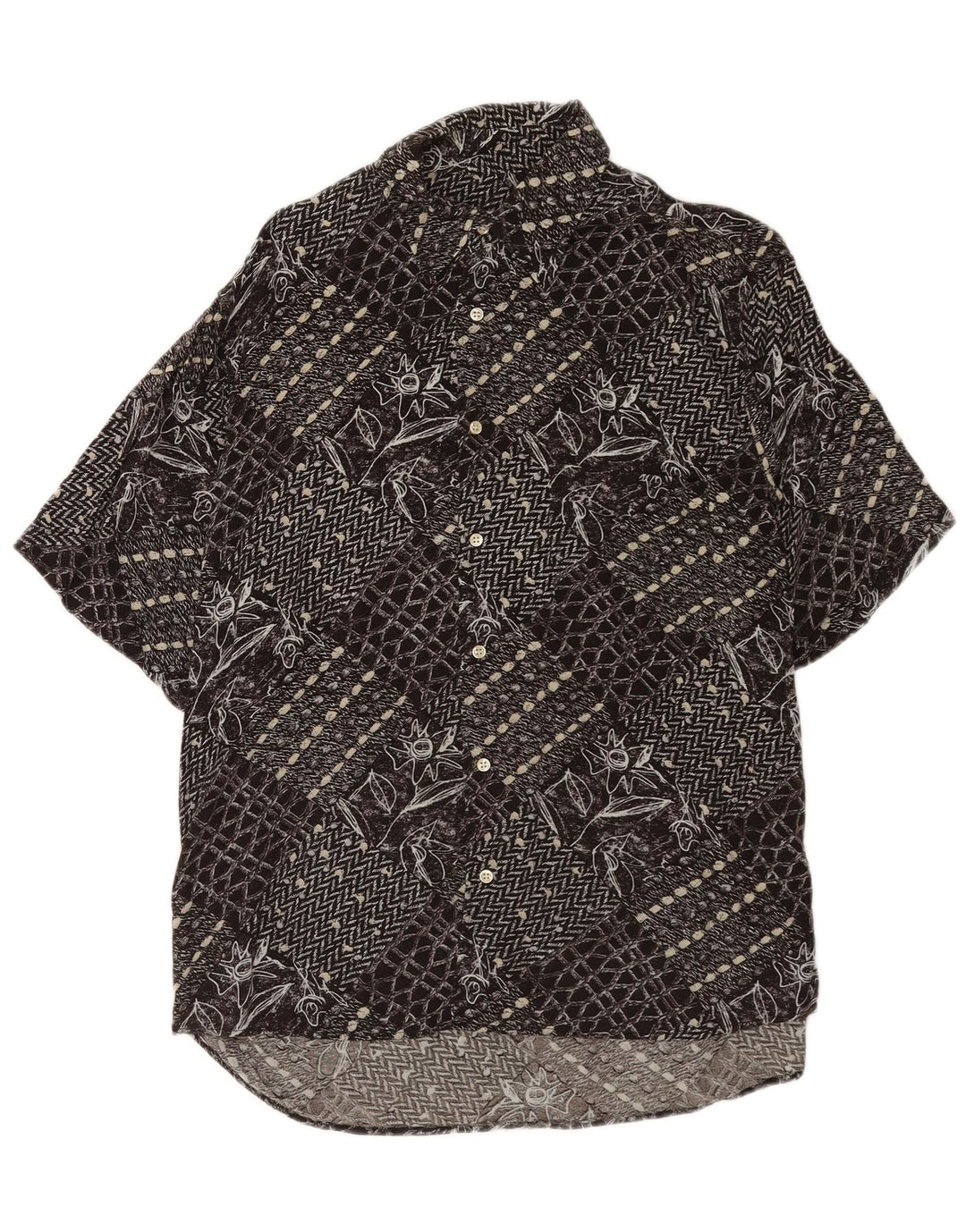 Vintage muška košulja kratkih rukava srednje crna patchwork