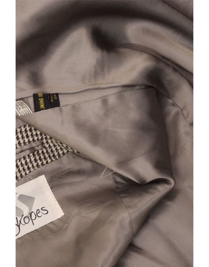 Vintage muški sako sa 2 gumba UK 40 Large Grey Houndstooth Wool