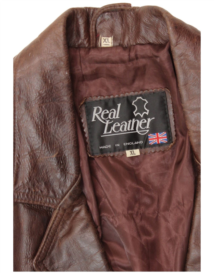 VINTAGE muška kožna jakna UK 42 XL smeđa koža
