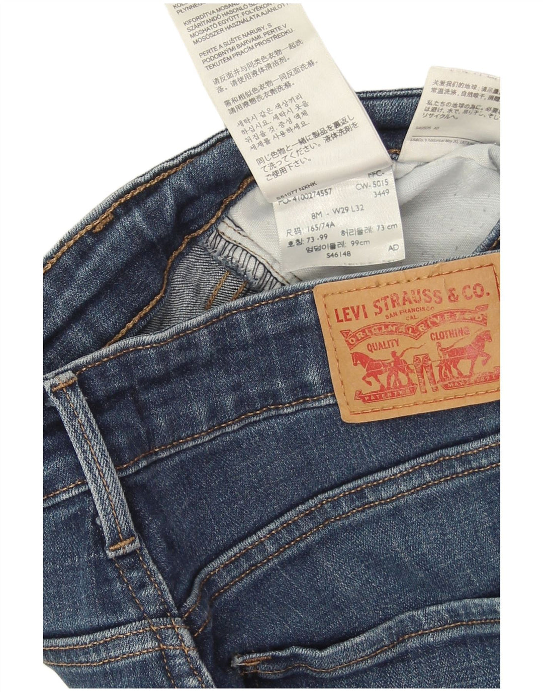 Levi's ženske uske traperice US 8 srednje W29 L28 plavi pamuk