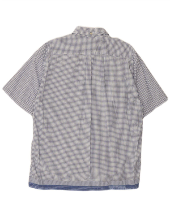 TOMMY HILFIGER Mens Short Sleeve Shirt Large Blue Check Cotton
