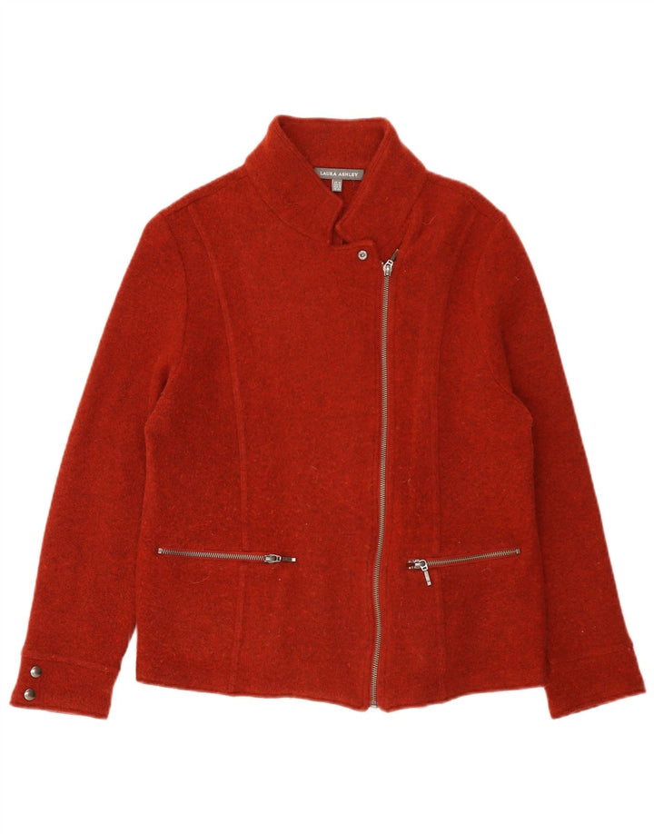 Laura Ashley Ženska pletena jakna s punim patentnim zatvaračem UK 16 Large Red Lambswool