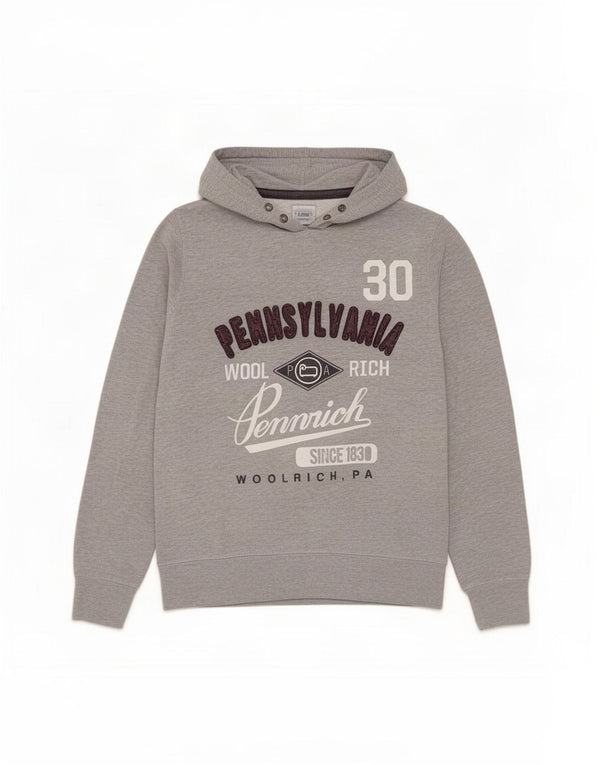 Woolrich muška majica s kapuljačom s kapuljačom, srednje sivi pamuk
