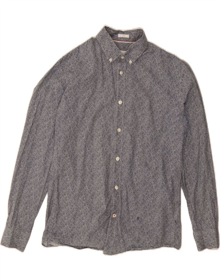 PEPE JEANS Mens Abstract Pattern Slim Shirt Medium Navy Blue Cotton Vintage PEPE Jeans and Second-Hand PEPE Jeans from Messina Hembry 