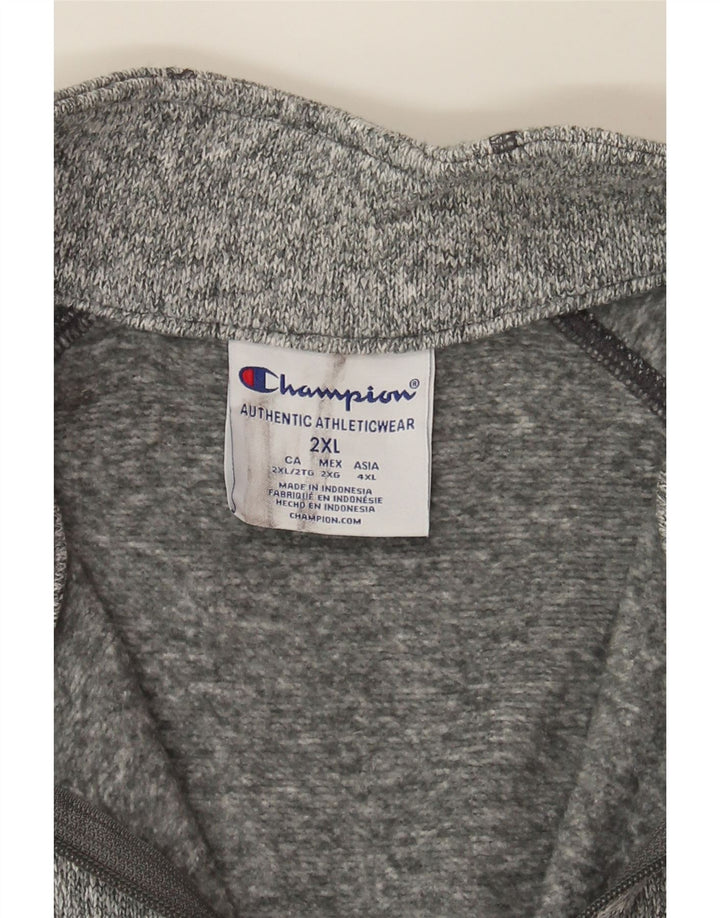 CHAMPION Womens Zip Neck Sweatshirt Jumper UK 20 2XL Grey Polyester Vintage Champion and Second-Hand Champion from Messina Hembry 