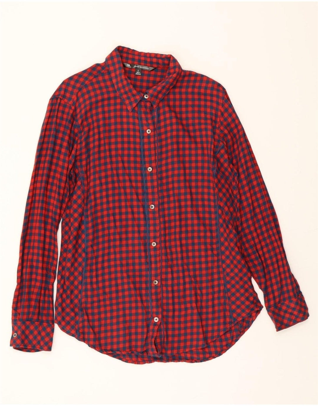 LEE Womens Flannel Shirt UK 16 Large Red Gingham Cotton Vintage Lee and Second-Hand Lee from Messina Hembry 