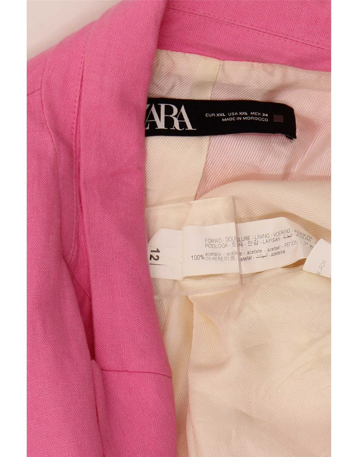 Zara ženski otvoreni sako jakna UK 20 2XL ružičasti acetat