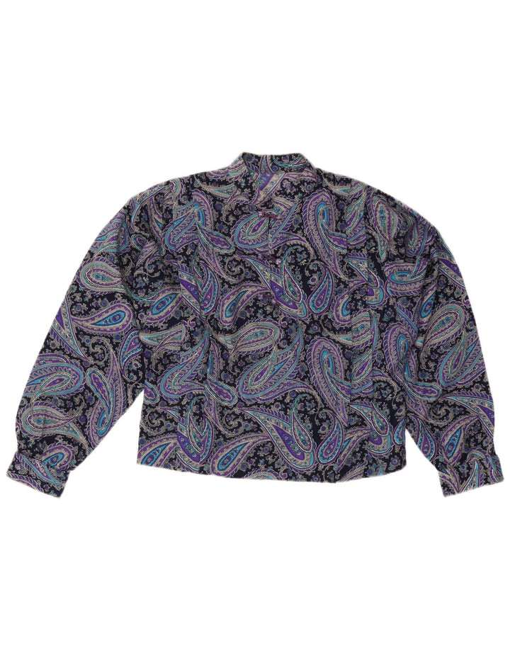 VINTAGE gornji dio ženske bluze UK 12 Srednje ljubičasti paisley