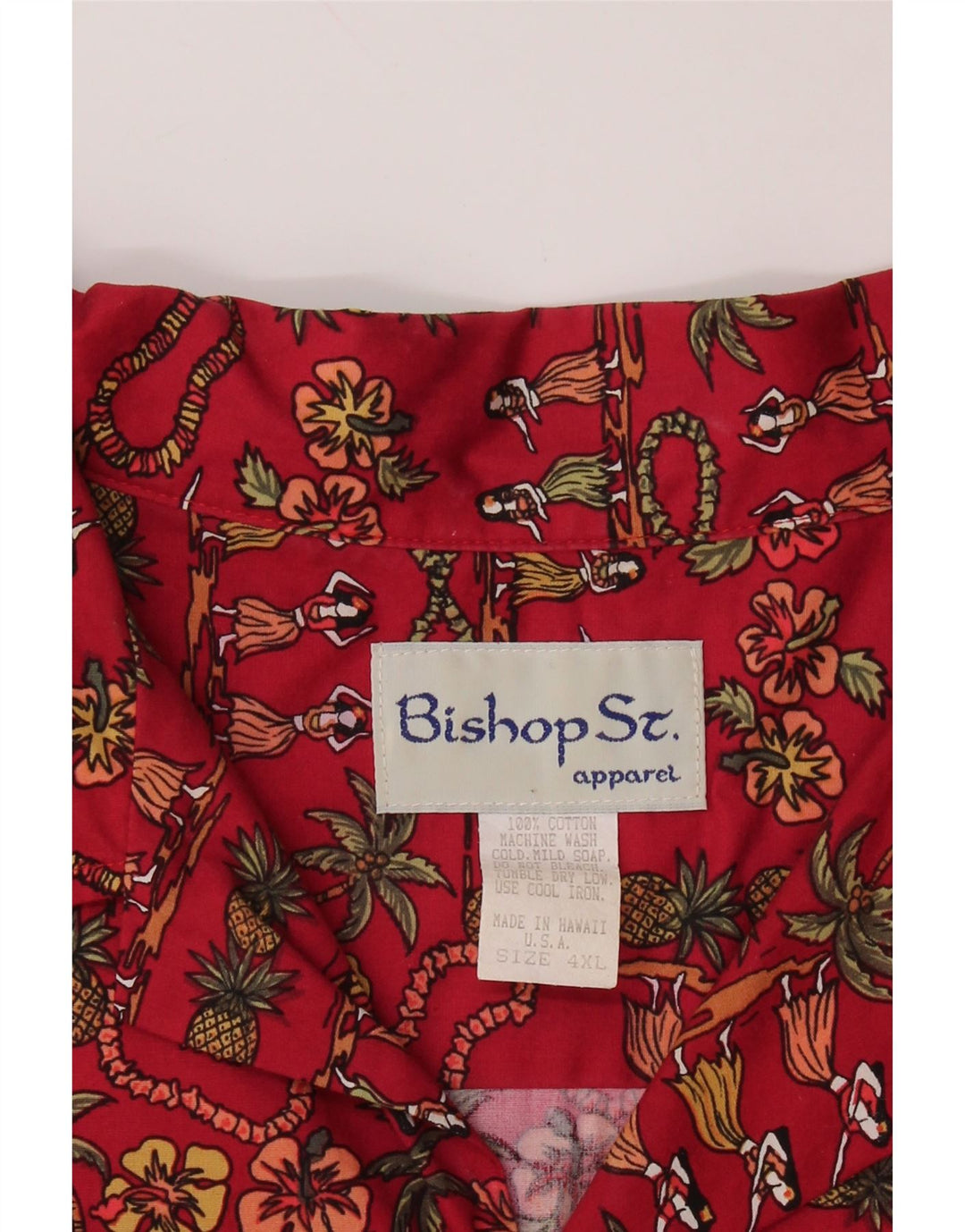 Bishop St. Apparel Mens Short Sleeve Shirt 4XL Red Floral Cotton